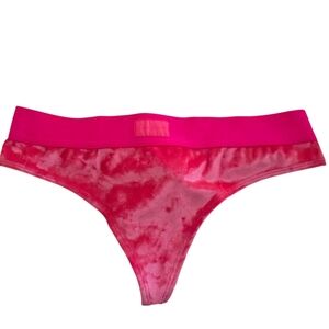 NWT PINK Victoria's Secret Vibrant Neon Pink Crushed Velour Thong Panties